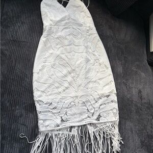 Elegant White Fringe Dress